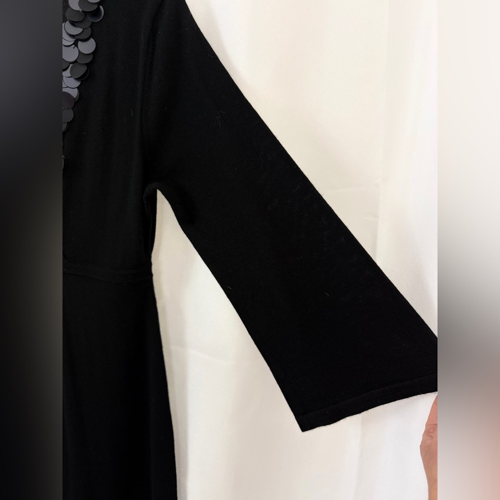 Boden Black Long Sleeve Soft Wool Sweater Dress w/ Palliate Sequin Accent 8R NWT - Picture 6 of 7